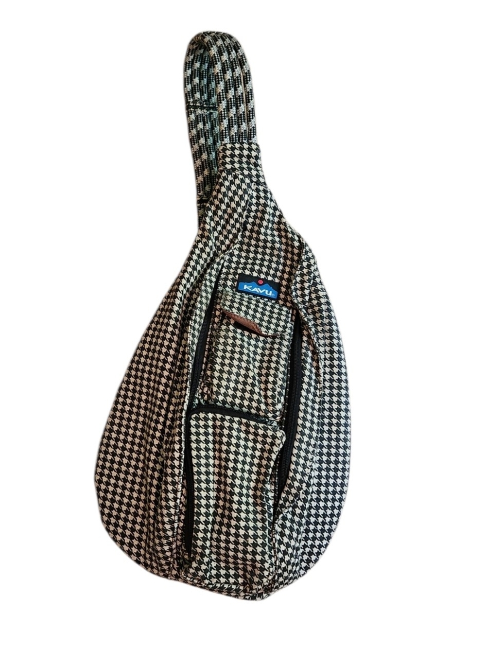Kavu Rope Black & White Houndstooth Sling Bag